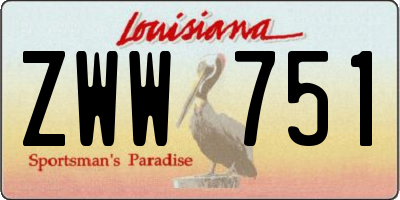 LA license plate ZWW751