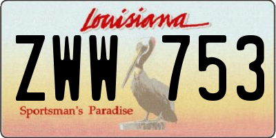 LA license plate ZWW753