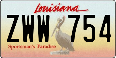 LA license plate ZWW754