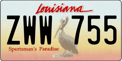 LA license plate ZWW755