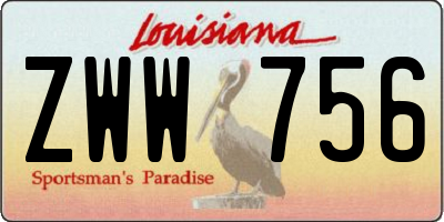 LA license plate ZWW756