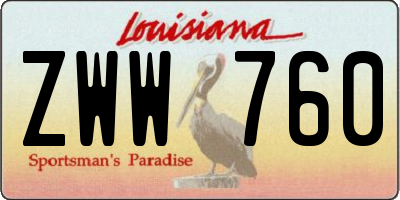 LA license plate ZWW760