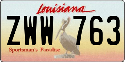 LA license plate ZWW763