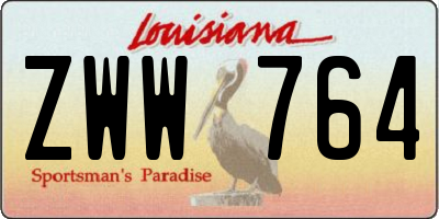 LA license plate ZWW764