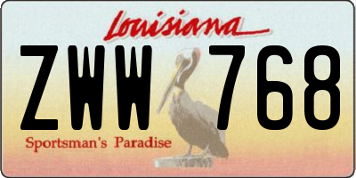 LA license plate ZWW768