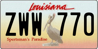 LA license plate ZWW770