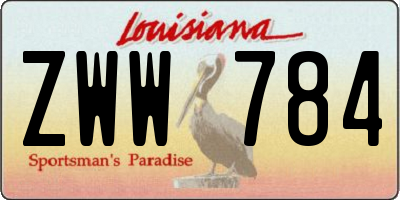 LA license plate ZWW784
