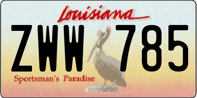 LA license plate ZWW785