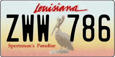 LA license plate ZWW786