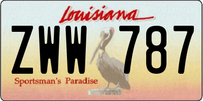 LA license plate ZWW787