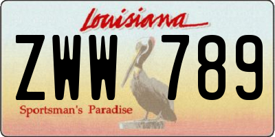 LA license plate ZWW789