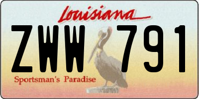 LA license plate ZWW791