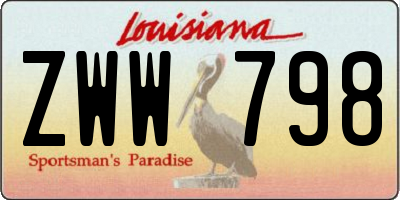 LA license plate ZWW798