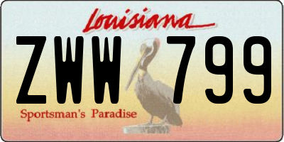 LA license plate ZWW799