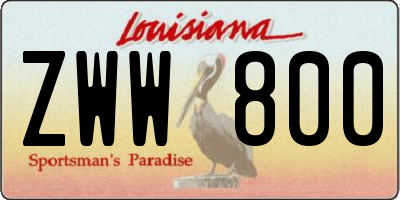 LA license plate ZWW800