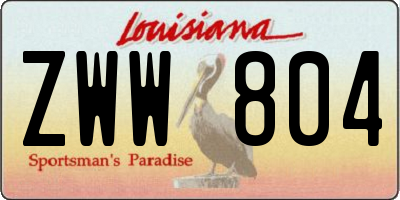 LA license plate ZWW804