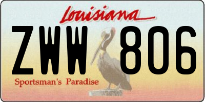 LA license plate ZWW806