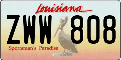 LA license plate ZWW808