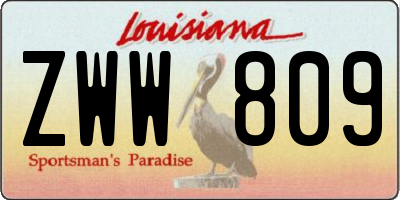 LA license plate ZWW809