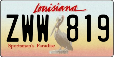 LA license plate ZWW819