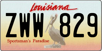 LA license plate ZWW829