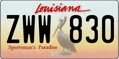 LA license plate ZWW830