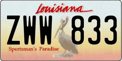 LA license plate ZWW833
