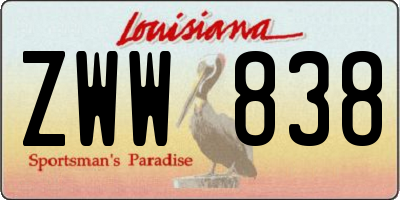 LA license plate ZWW838