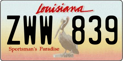 LA license plate ZWW839