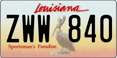 LA license plate ZWW840