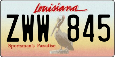 LA license plate ZWW845