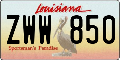 LA license plate ZWW850