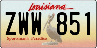 LA license plate ZWW851
