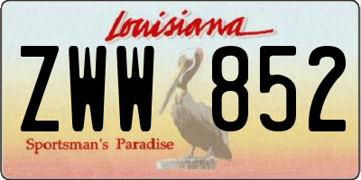 LA license plate ZWW852