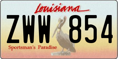 LA license plate ZWW854