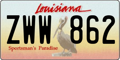 LA license plate ZWW862
