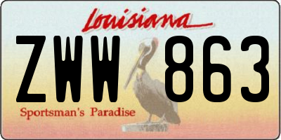 LA license plate ZWW863