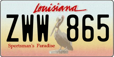 LA license plate ZWW865