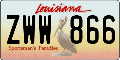 LA license plate ZWW866