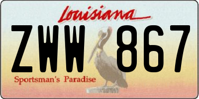 LA license plate ZWW867