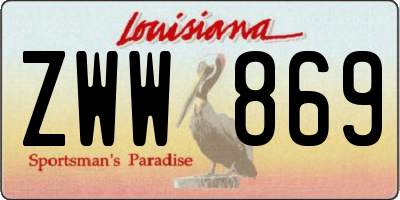 LA license plate ZWW869