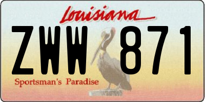 LA license plate ZWW871