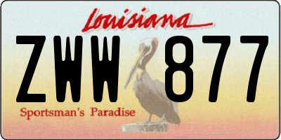 LA license plate ZWW877