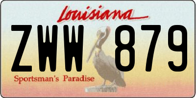 LA license plate ZWW879