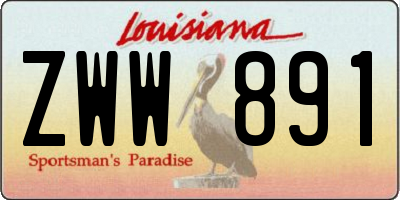 LA license plate ZWW891