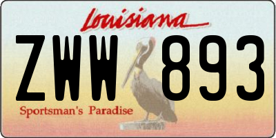 LA license plate ZWW893