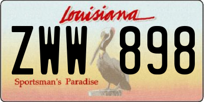 LA license plate ZWW898