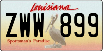 LA license plate ZWW899