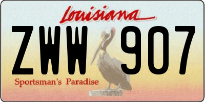 LA license plate ZWW907