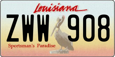 LA license plate ZWW908